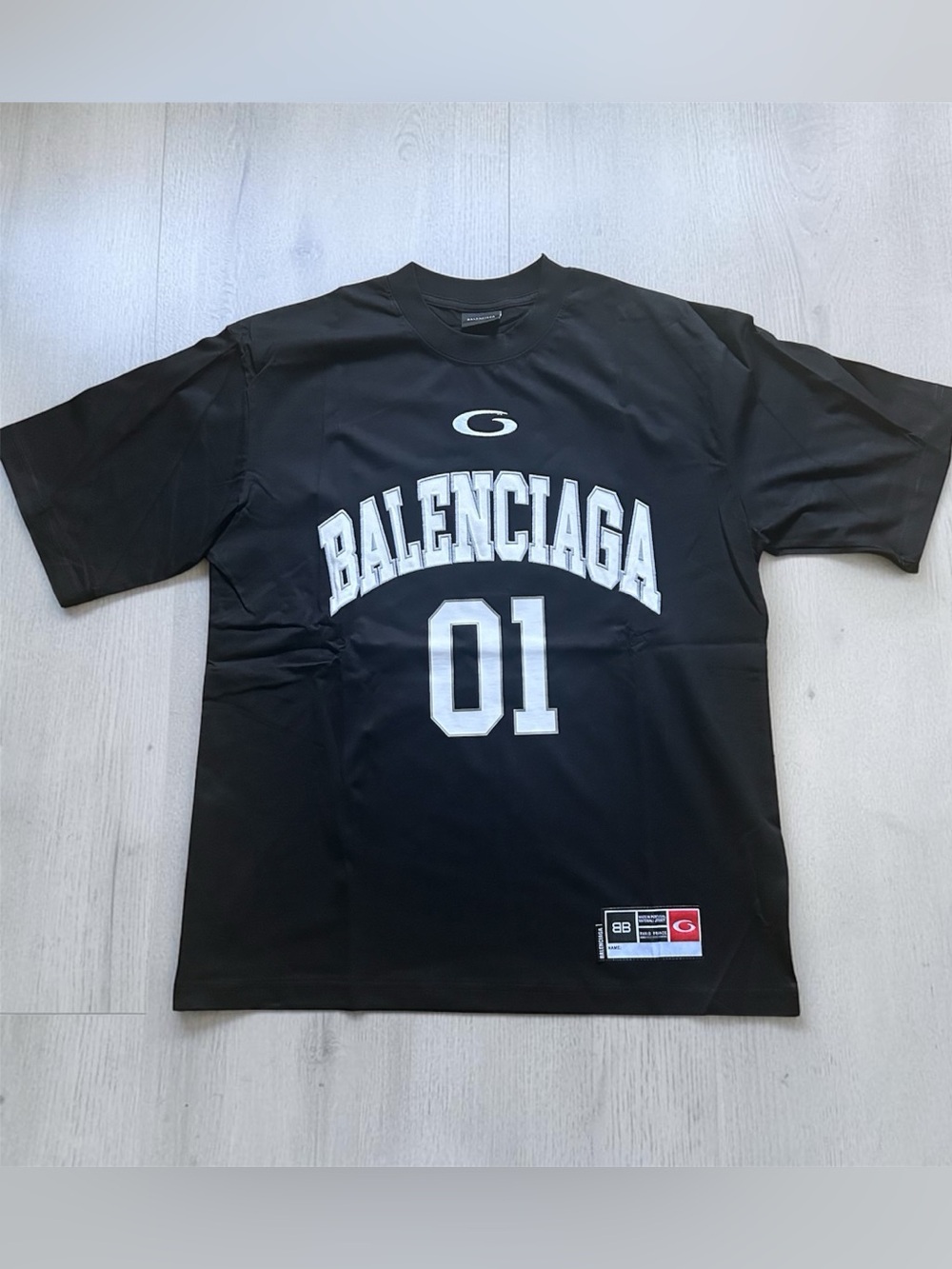 Balenciaga Oversized 01 Jersey Size L Black Short Sleeve